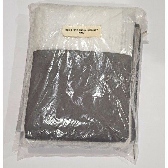 Unbranded Other - Gray/White Solid Bed Skirt and Shams Set, Adults Bedroom King Size Bedding